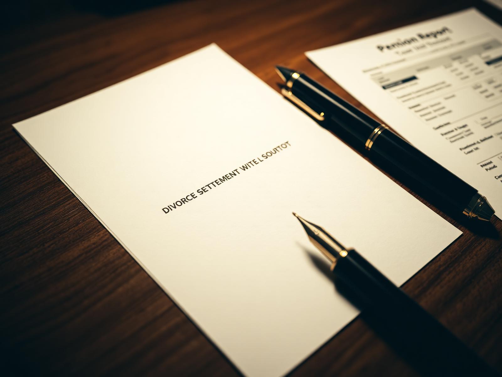 Divorce settlement document with pension report